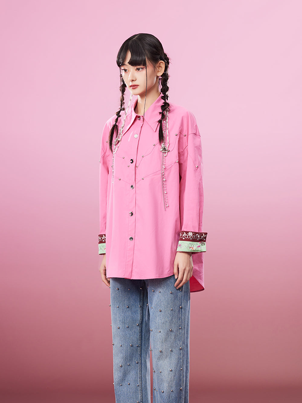 MUKZIN Pink Comfortable Loose High Quality Casual Shirt