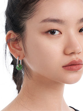 MUKTANK×SUN HUNTER Jade Earrings Retro Original