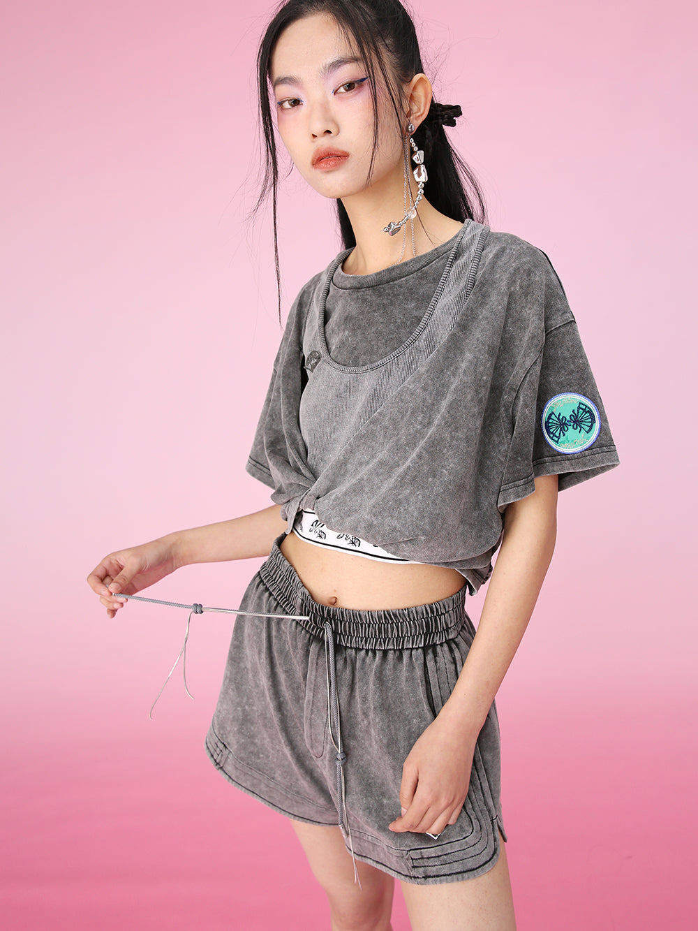 MUKZIN Soft  Comfortable Fake Two-Piece Simple T-Shirt