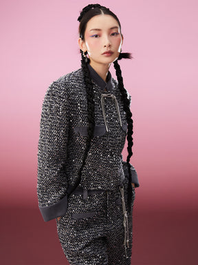 MUKZIN New Chinese-style Thin Bead Flower Splicing Original Coat