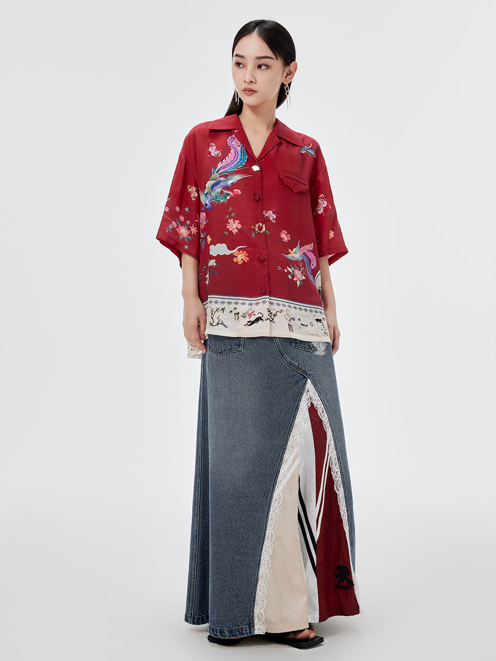 MUKZIN Embroidered Mid-Sleeve Shirt
