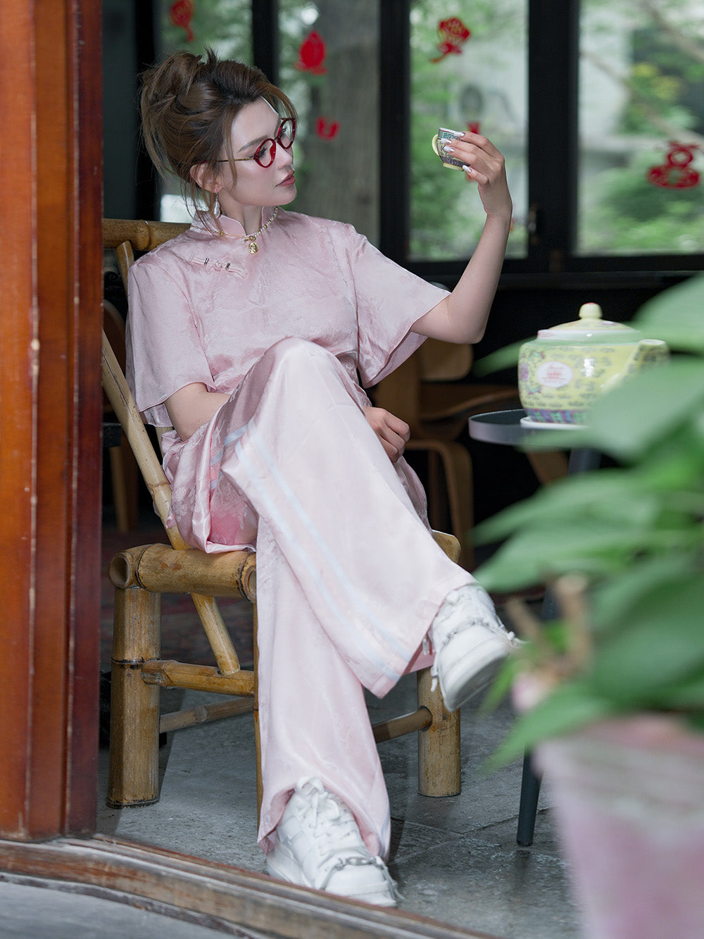 MUKZIN Pink Elegant Cheongsam Dress