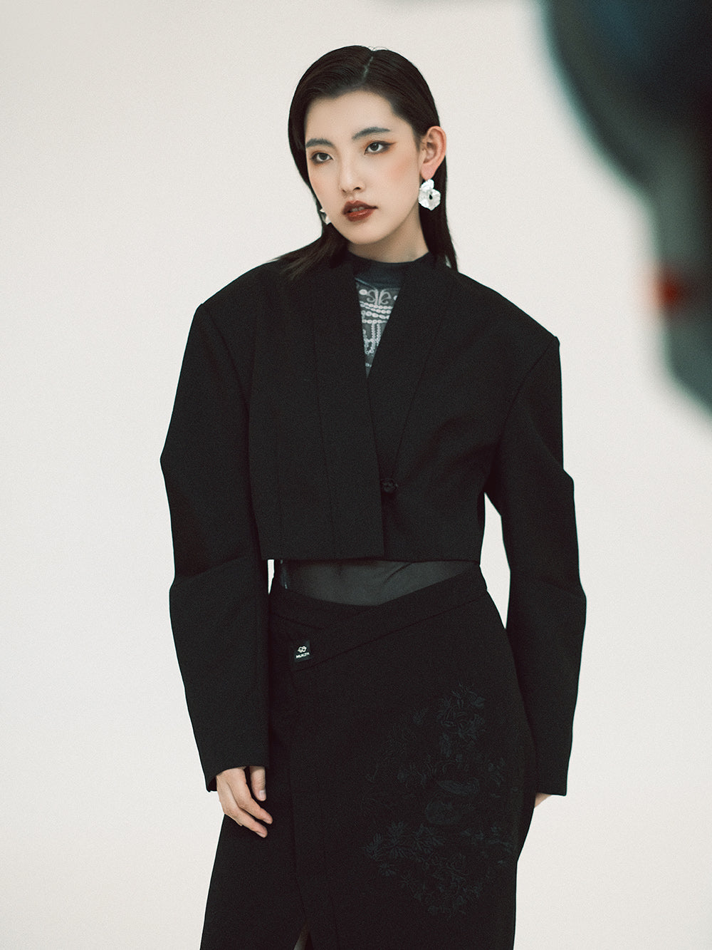 MUKZIN Linglong "Black Orchid" New Chinese-style Short Jacket