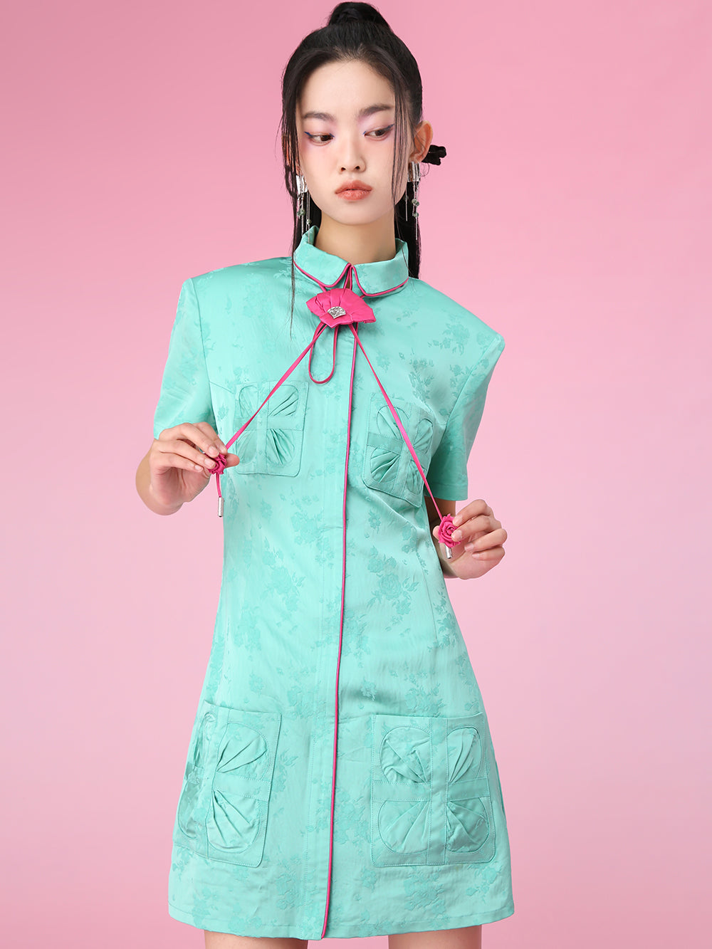 MUKZIN Cheongsam New Green Slim Dress Charming