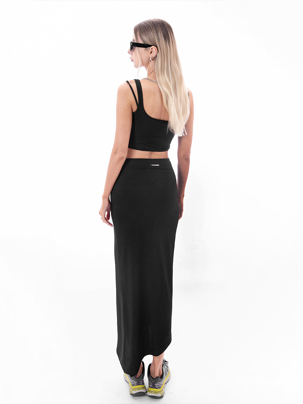 MUKTANK X Jqwention Black Knited Hollowed-out Dress