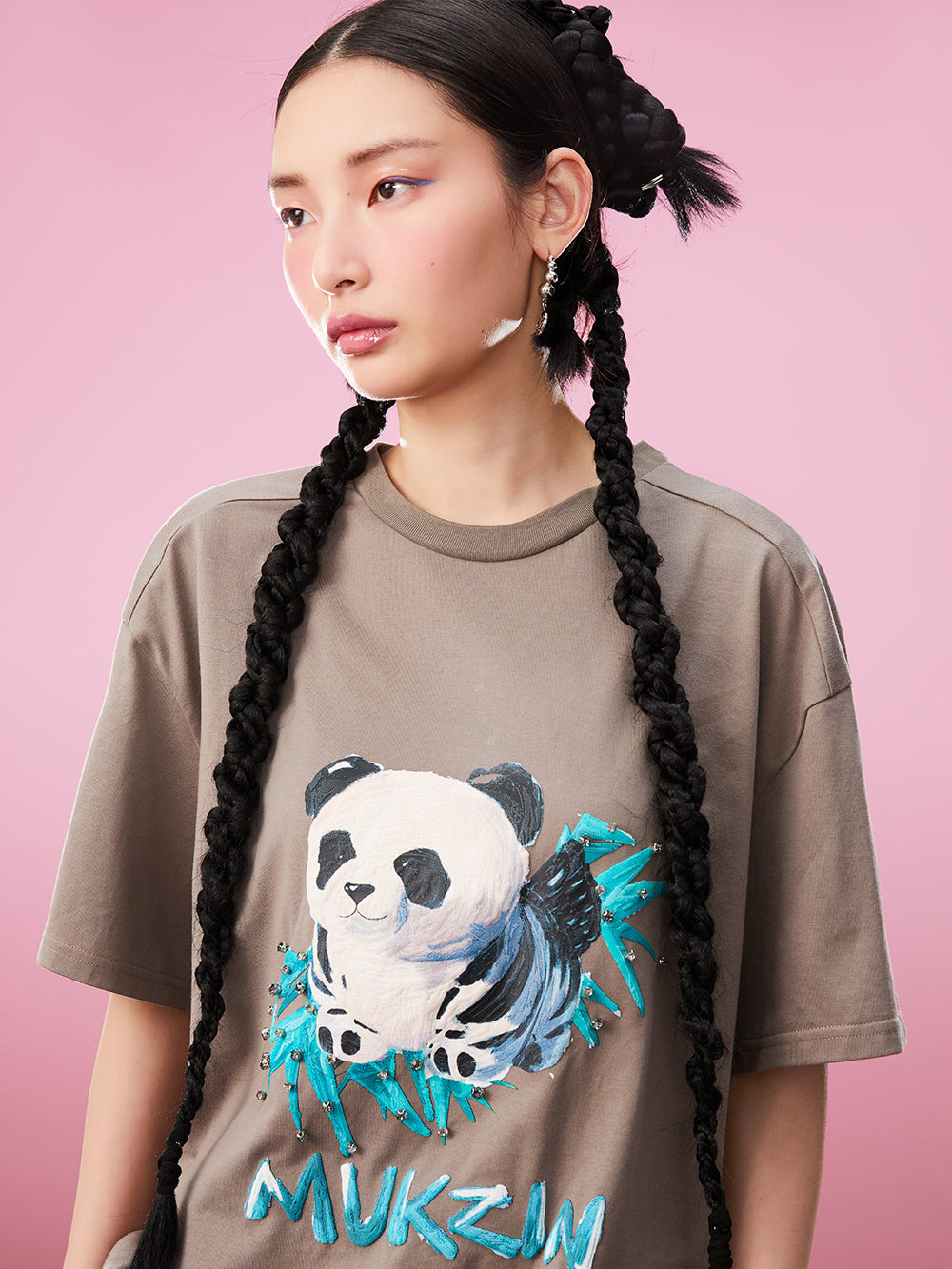 MUKZIN All-match Classic Casual Panda Print Loose 2-color T-shirts