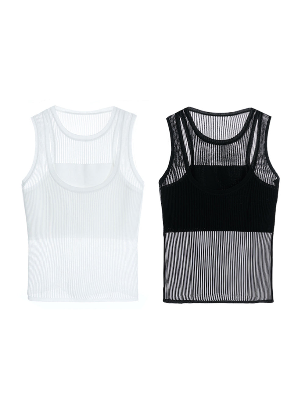 MUKTANK×MODULER Ice Silk False Two-piece Sheer Knitwear