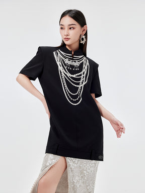 MUKZIN Chinese Style Stand Collar Loose Fashion Rivet Dress