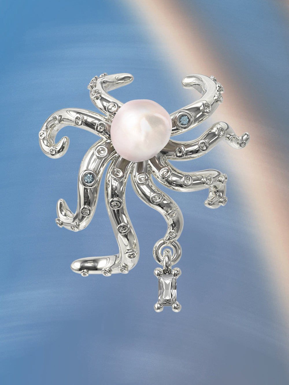 MUKTANK×PEARLONA Oceanic Feel/ Small Octopus Baroque Pearl Ear Clip