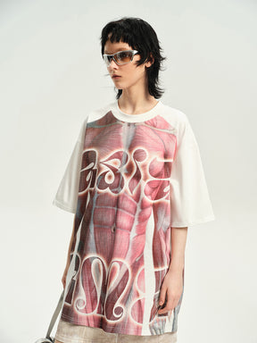 MUKTANK 23SS Human Muscle Print T-shirts Round Neck