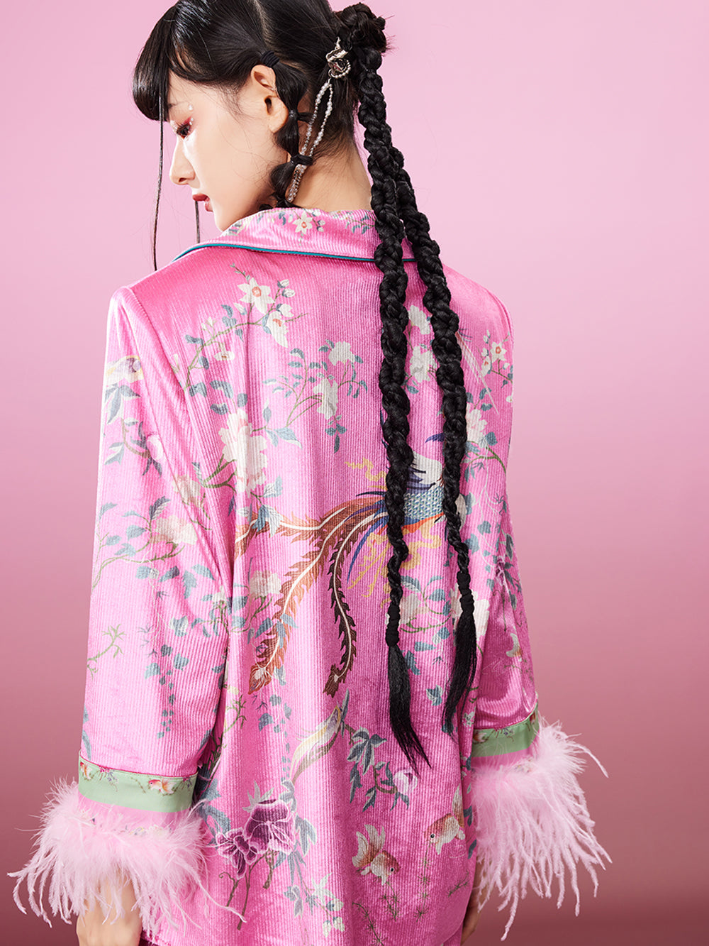 MUKZIN Pink Printed Fleece Original Retro Comfort Shirt