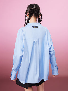 MUKZIN Soft Hot Diamond Blue Loose Casual High Quality Shirt