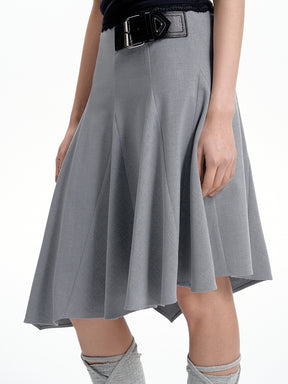 MUKTANK x WESAME Stretchy Irregular Light Gray Asymmetrical Hem Mid-length Suit Skirt for Women
