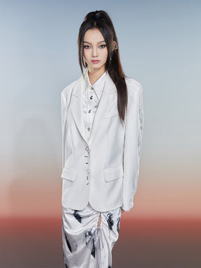 MUKZIN Spliced Jacquard White Commuting Style Slim Suit