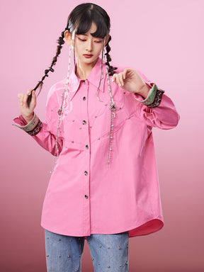 MUKZIN Pink Comfortable Loose High Quality Casual Shirt