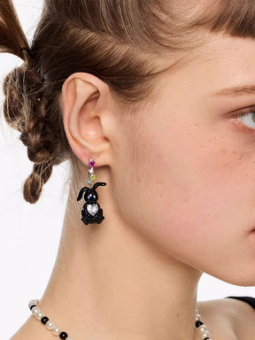 MUKTANK×SUN HUNTER Fantastic Forest + 3D Printed Enamel Earrings White Rabbit