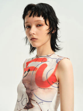 23SS Paint Spraying Doomsday Style Print Vest