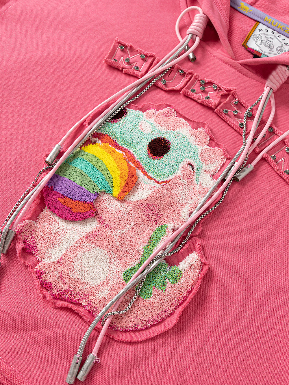 MUKZIN Pink Cute Embroidered Campus Style Sweatshirt