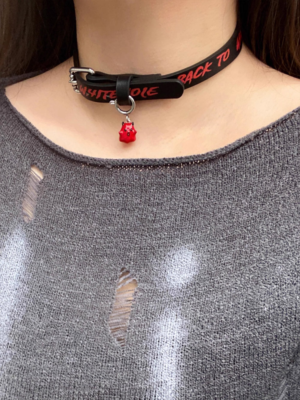 CFIERCE devil’s Wing Collar 悪魔ネックレス XG着用 MUKTANK X WHITEHOLE Graffiti Genuine Leather Little Devil Pendant Coll