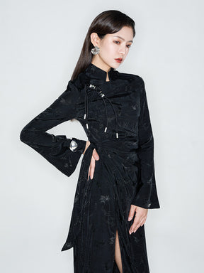 MUKZIN Linglong "Joyful Phoenix" - New Chinese-Style Jacquard High-Slit Qipao Dress