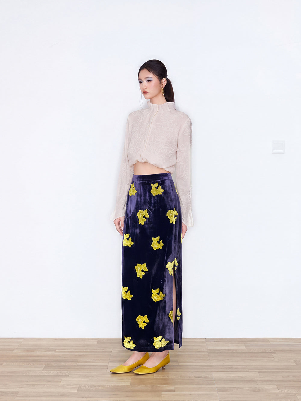 MUKZIN×Flourishing New Chinese-Style Vintage Silk Velvet Skirt Set