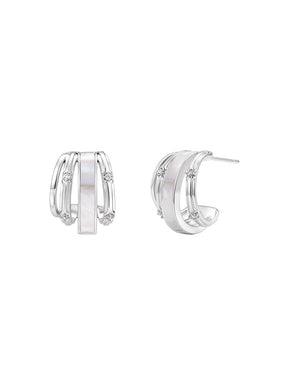 MUKTANK×SUN HUNTER Mother-of-Pearl Iris Four-Ring Hoop Earrings