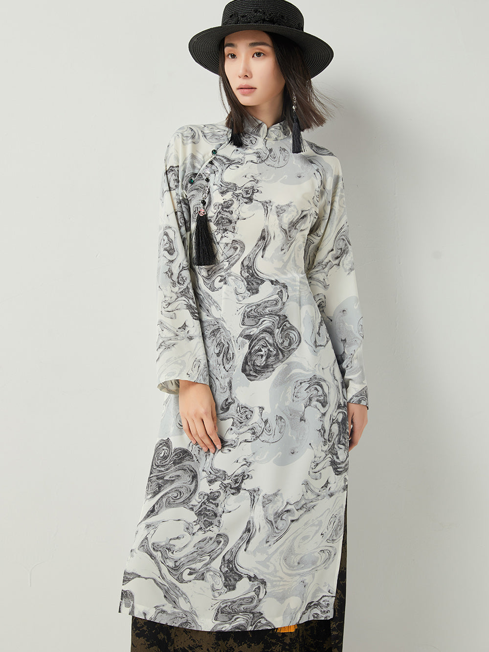 MUKTANK × CUUDICLAB Chinese Style Printed Holiday Maxi Dress