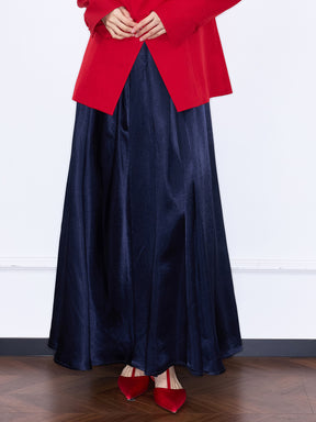MUKZIN¡°Capsule Collection¡±Satin Elastic Waist A-Line Maxi Skirt