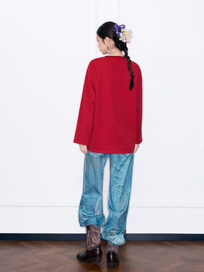 MUKZIN“Capsule Collection”Cute Cartoon Pony Embroidered Long-Sleeve T-Shirt