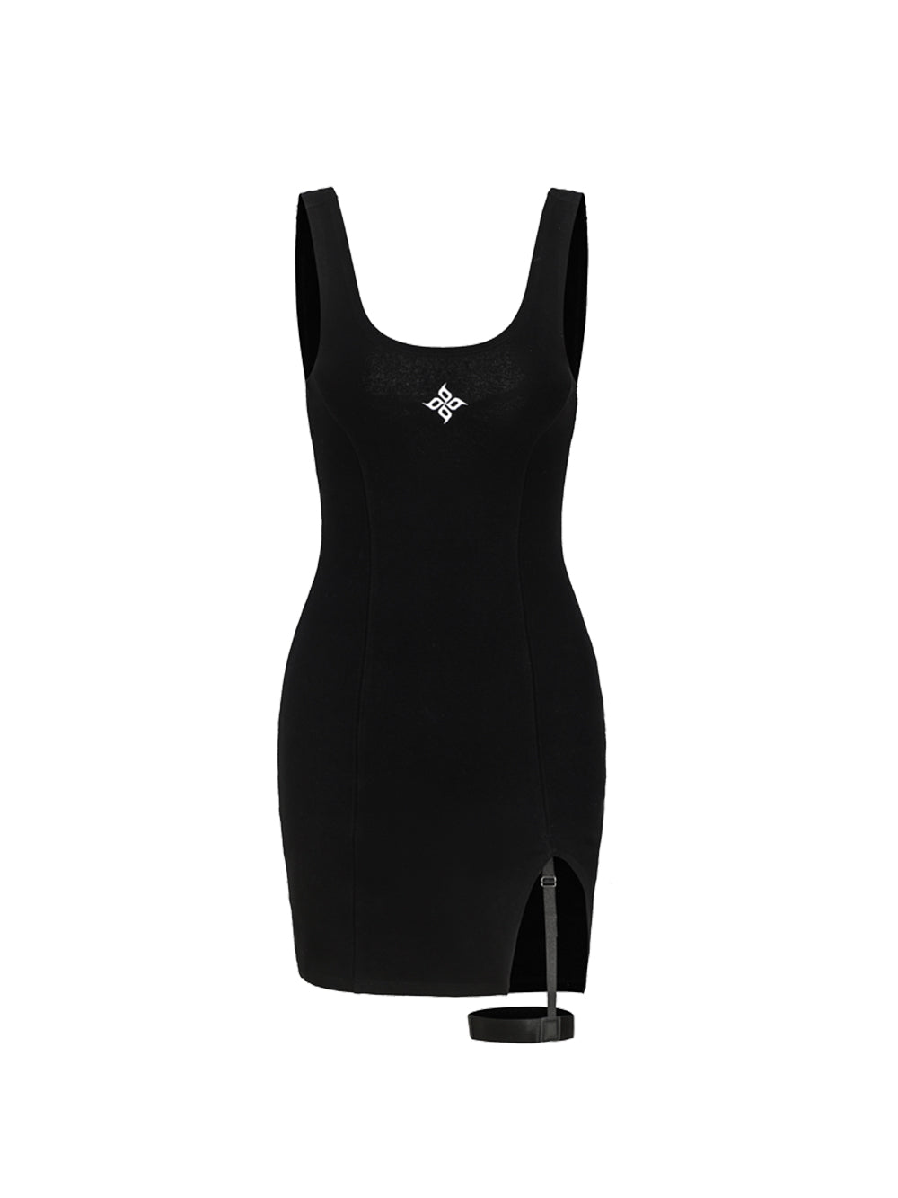 MUKTANK×ARDENCODE Summer Black Slimming Sleeveless Spaghetti Strap Petite Bodycon Tank Dress