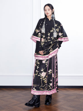 MUKZIN  Linglong “Abundant Flowers”New Chinese Style Dark Cloak.