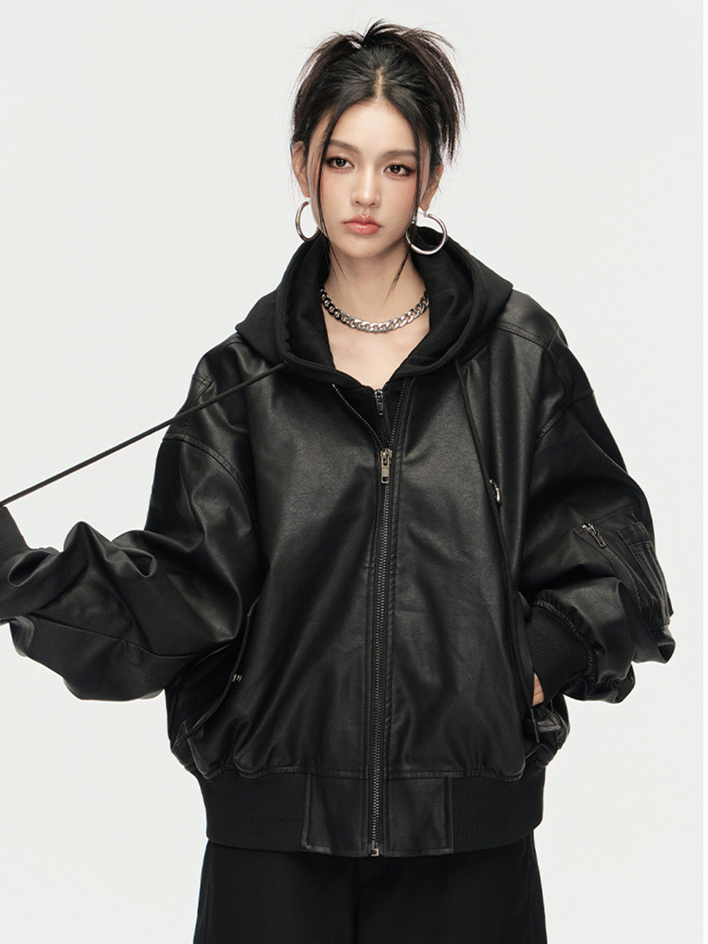 MUKTANK × ARDENCODE Unisex Loose Baseball PU Jacket