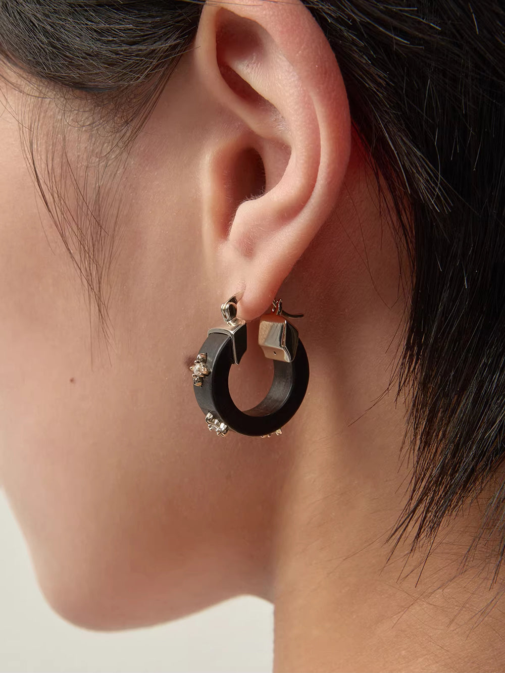 MUKTANK×SUN HUNTER Wooden Iris Hoop Earrings