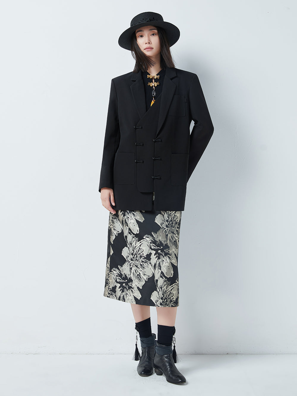 MUKTANK×CUUDICLAB Faux Two-Piece Irregular Blazer