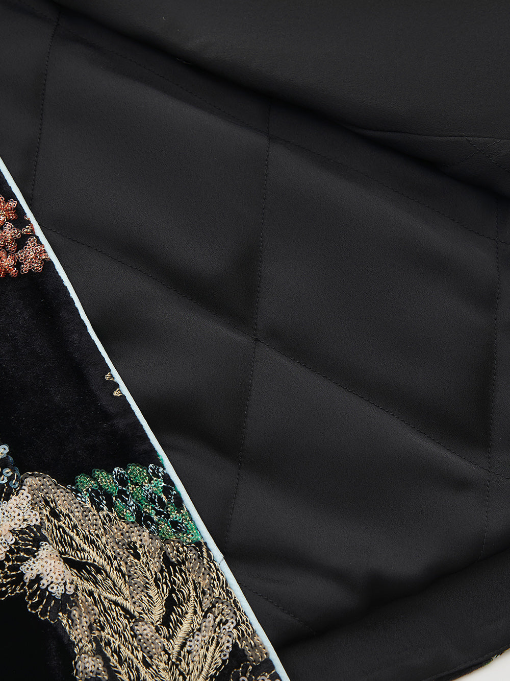 MUKZIN“Capsule Collection”"New Chinese Style Heavy Embroidery Velvet Padded Jacket with Feather Cuffs