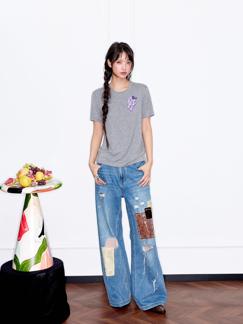 MUKZIN“Capsule Collection”Cotton Casual Versatile Short-Sleeve T-Shirt with 3D Fruit Pattern