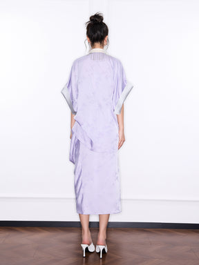Mukzin "Ode To The New Summer"New Chinese-Style Improved Stand-Up Collar Split Purple Dress
