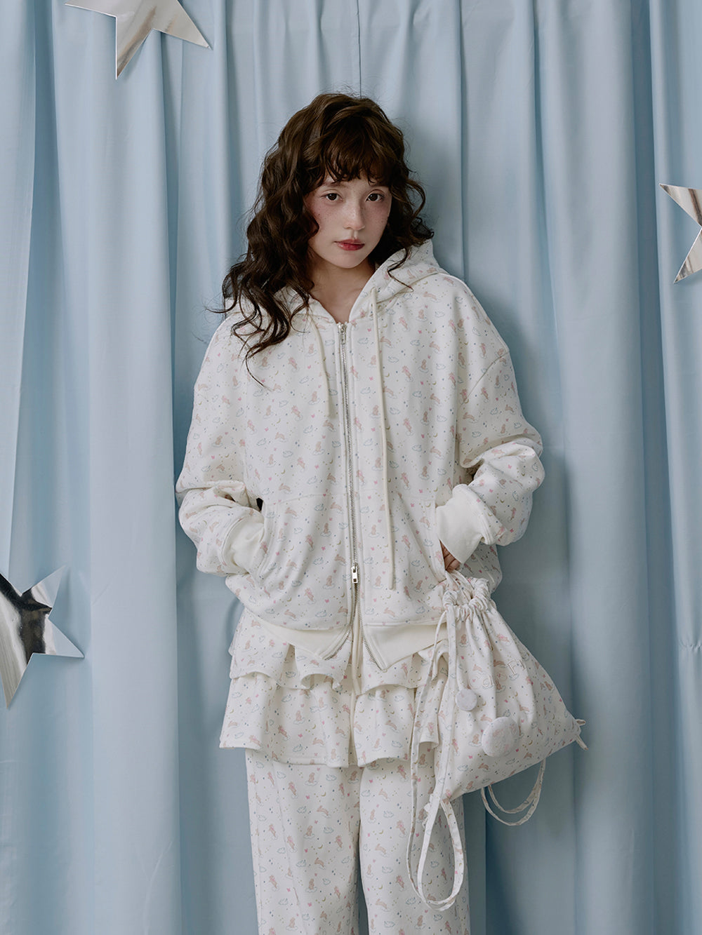 MUKTANK×LOUMUTAKU All-over Print Angel Bunny Coat