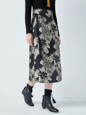 MUKTANK×CUUDICLAB Jacquard Midi Bodycon Skirt