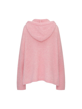 MUKZIN“Capsule Collection”Pink Mohair Loose V-Neck Sweater