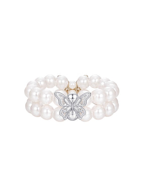 MUKTANK×SUN HUNTER “Emergence”Two-Tone Lace Butterfly Pearl Bracelet