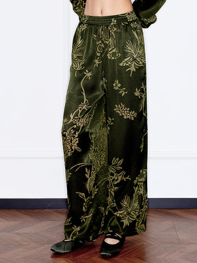 MUKZIN“Capsule Collection”Chinese-Style Loose Drapey Printed Wide-Leg Pants
