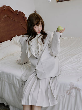 MUKTANK×LOUMUTAKU Polka Dot Bow Collar Set (Midi Skirt Included)