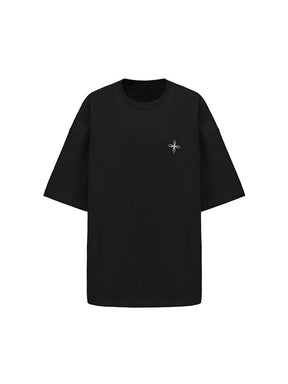 MUKTANK×ARDENCODE Reflective Print Casual 305g Heavyweight Pure Cotton Crewneck Unisex Short-Sleeved Loose T-Shirt