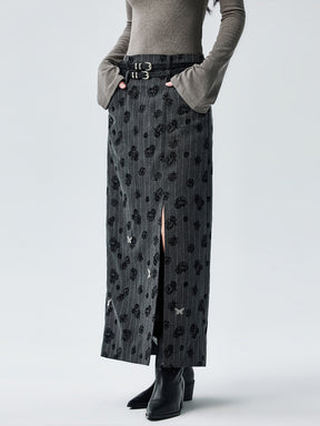 MUKTANK × CUUDICLAB Rose Flocked Half Skirt