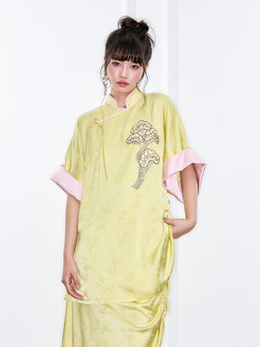 MUKZIN "Ode to the New Summer"Neo - Chinese Style Bamboo - Print Qipao