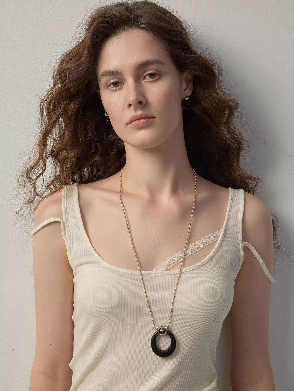 MUKTANK×SUN HUNTER Long Wooden Ring Iris Chain Necklace