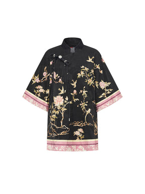 MUKZIN  Linglong “Abundant Flowers”New Chinese Style Dark Cloak.