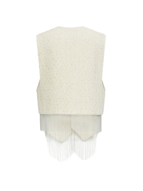 MUKZIN“Realm of Ethereal Mist”Women's Vintage Sequin Beaded Tassel Vest