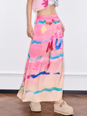 Mukzin "Ode To The New Summer"Half-Skirt With Graffiti Art Style And Colorful Prints